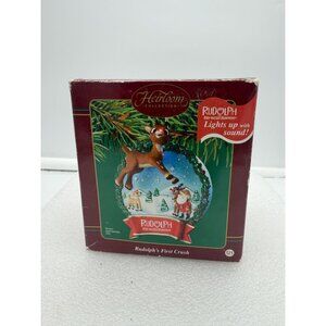 Vintage Carlton Cards Heirloom Collection Rudolph's First Crush Christmas Orname